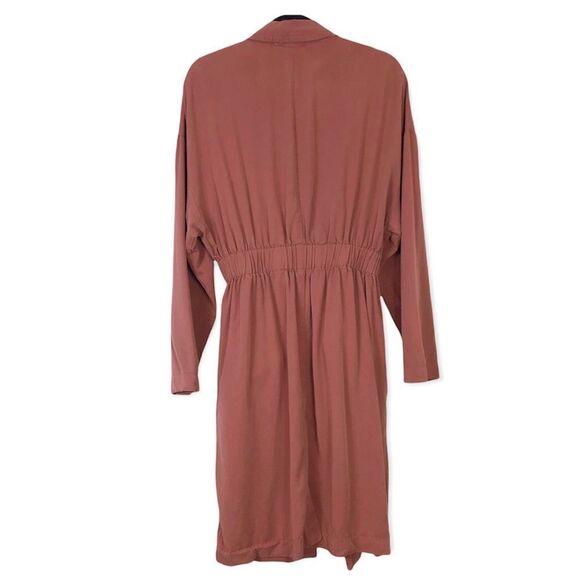 ASTR The Label Tencel Blend Rust Mauve Midi Lightweight Trench Coat - Picture 7 of 7